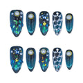 Faux ongles à coller Nailsynth – Thème sirène cosmique avec paillettes, perles et accents océaniques 3D, lot de 10 faux ongles tendance, adhésif, bâton de manucure et lime à ongles inclus