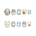 Faux ongles à coller Nailsynth – Adorable motif chiot et cœur 3D aux tons gris et crème doux, lot de 10 faux ongles tendance, adhésif, bâton de manucure et lime à ongles inclus.