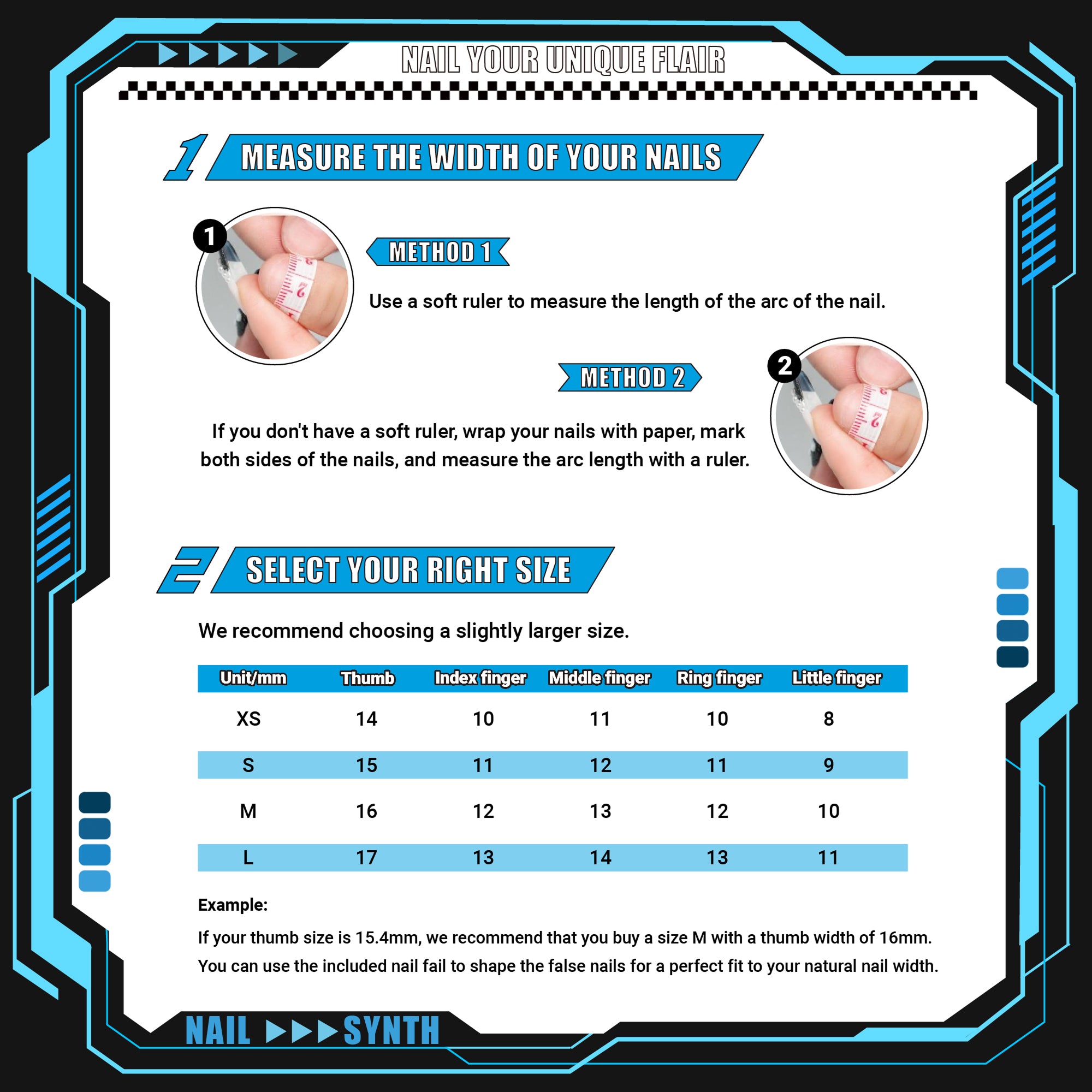Faux ongles à coller Nailsynth – Motif petit monstre 3D œil bleu et ourson avec pierres précieuses et nœuds, lot de 10 faux ongles tendance, adhésif, bâton de manucure et lime à ongles inclus.