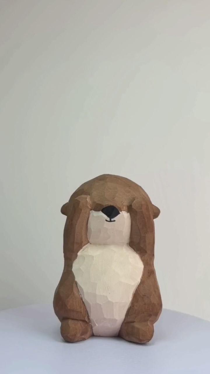 The Floating Otter | Minimalist Wood Sculpture